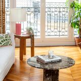 Round brown marble table