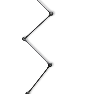 Vintage Jielde floor lamp, industrial graphite 6 arms by Jean Louis Domecq France 1960