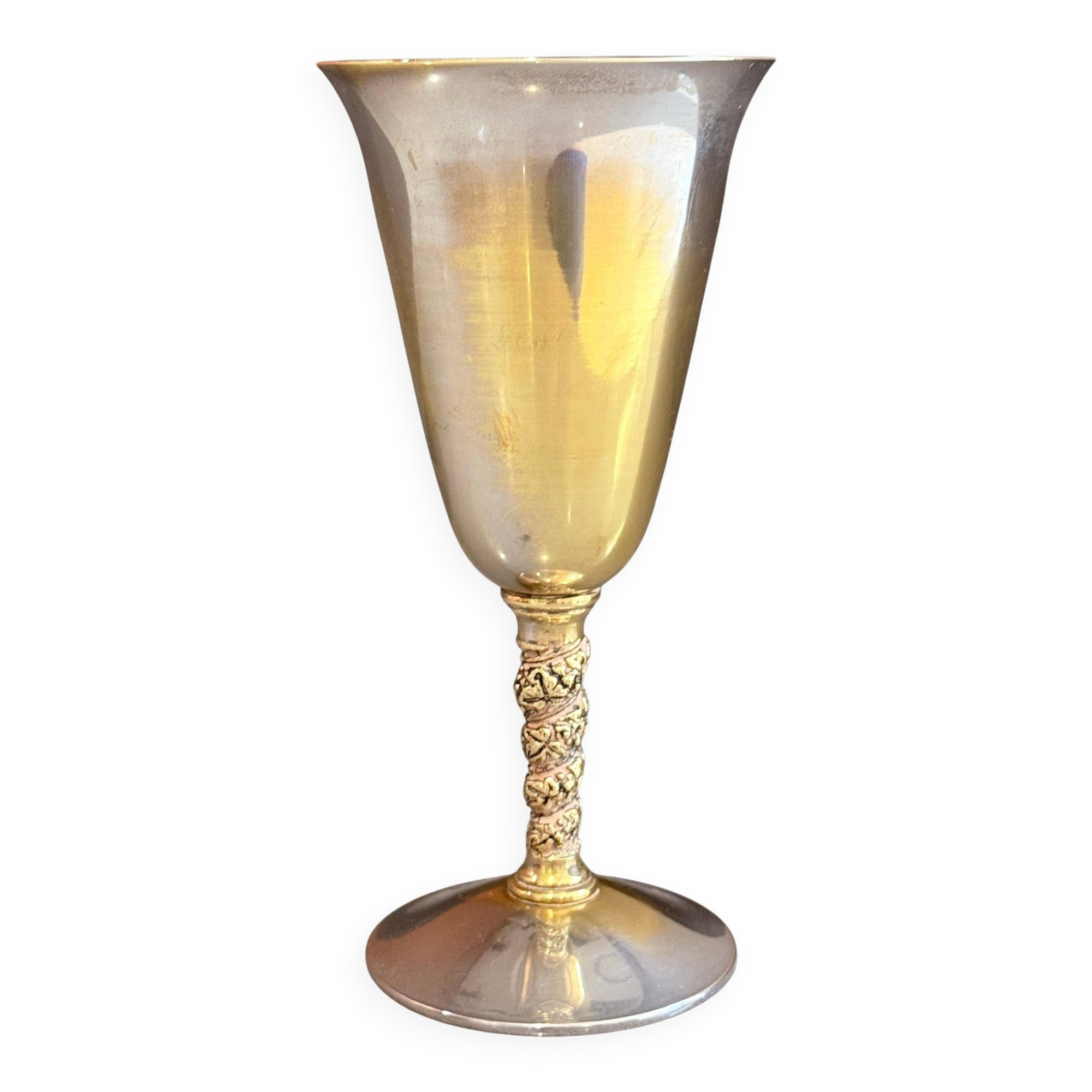 Vintage Falstaff Silver-Plated Wine Glass Goblet, Made in Spain, Ornate Stem Cup