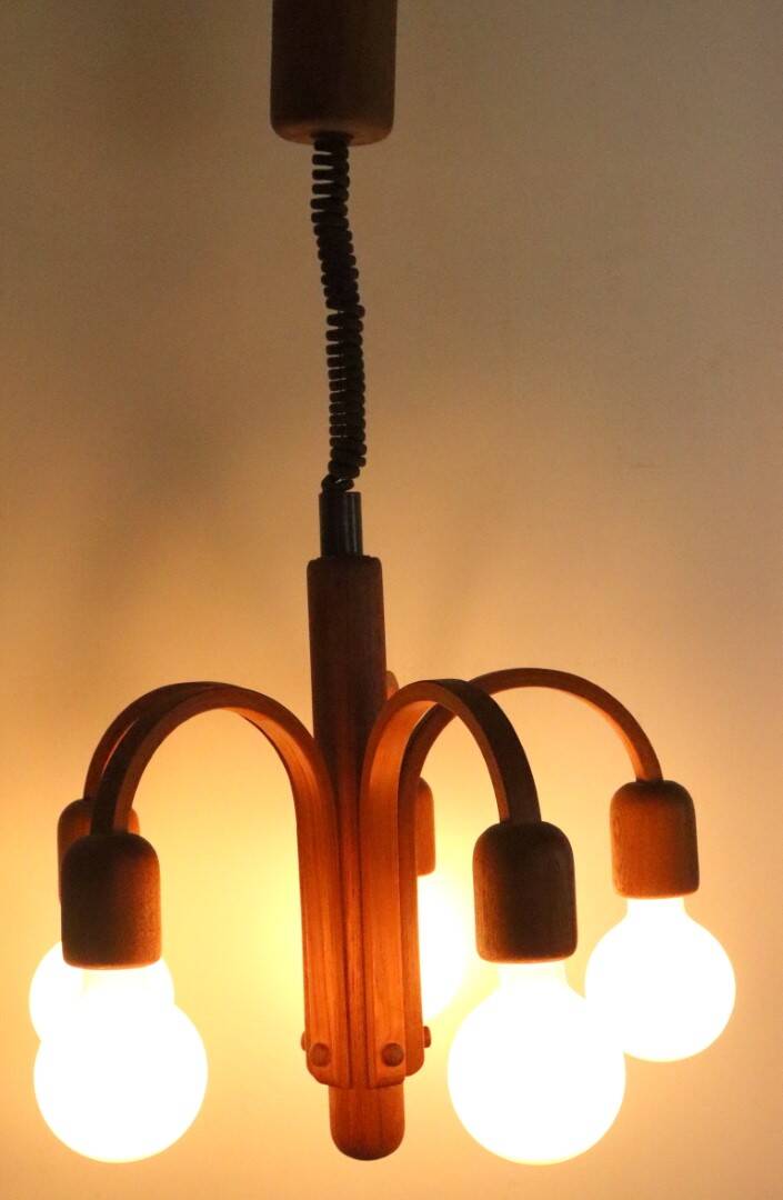 Deens design teak Domus hanglamp