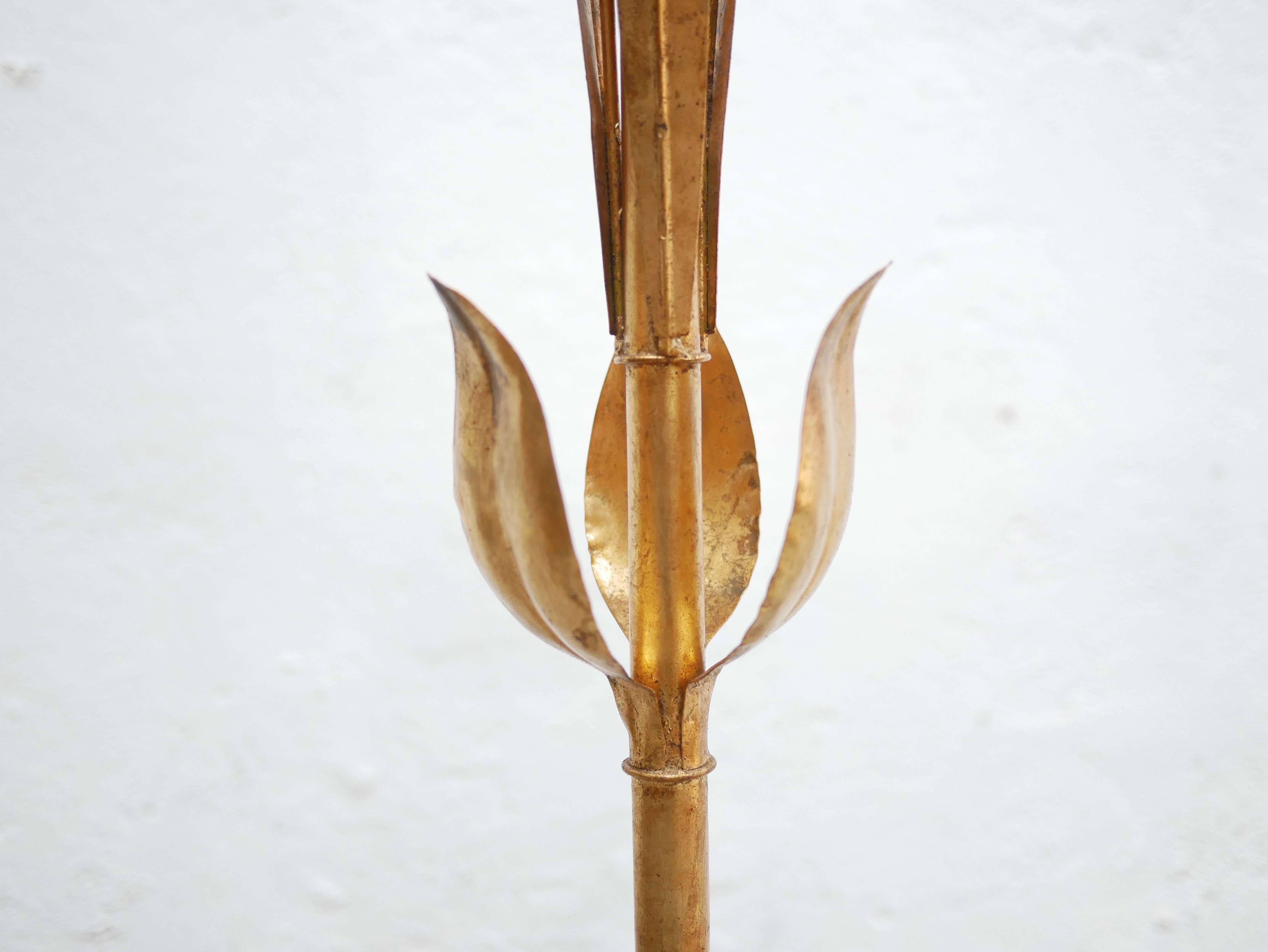 Vintage palm lamp in gilded metal