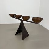 44cm Modernist Auböck Style Brutalist copper metal Candleholder, Austria 19