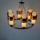 Large ceiling light with 6 arms in copper metal and glass, 1960s, Germany