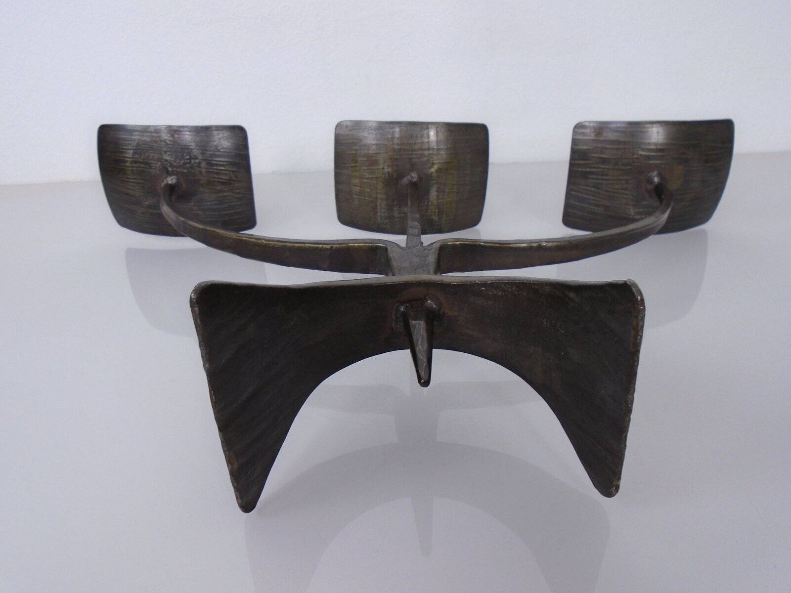 German Brutalist Iron Candleholder, 1960s
