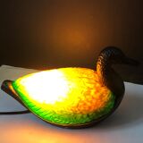 Lampe veilleuse canard en verre coloré
