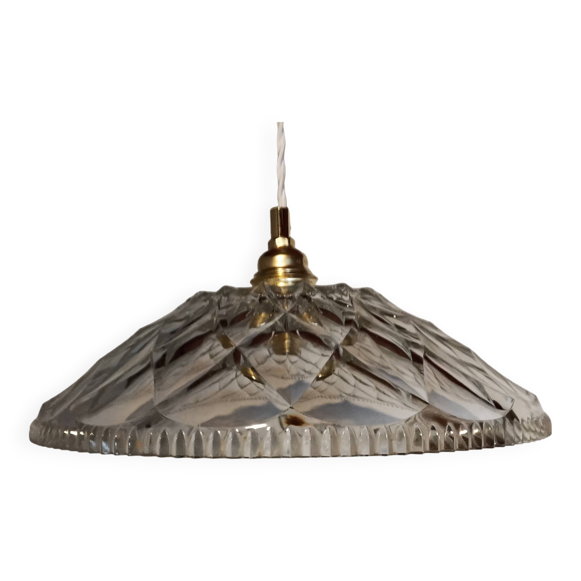 Vintage pendant light in chiseled glass