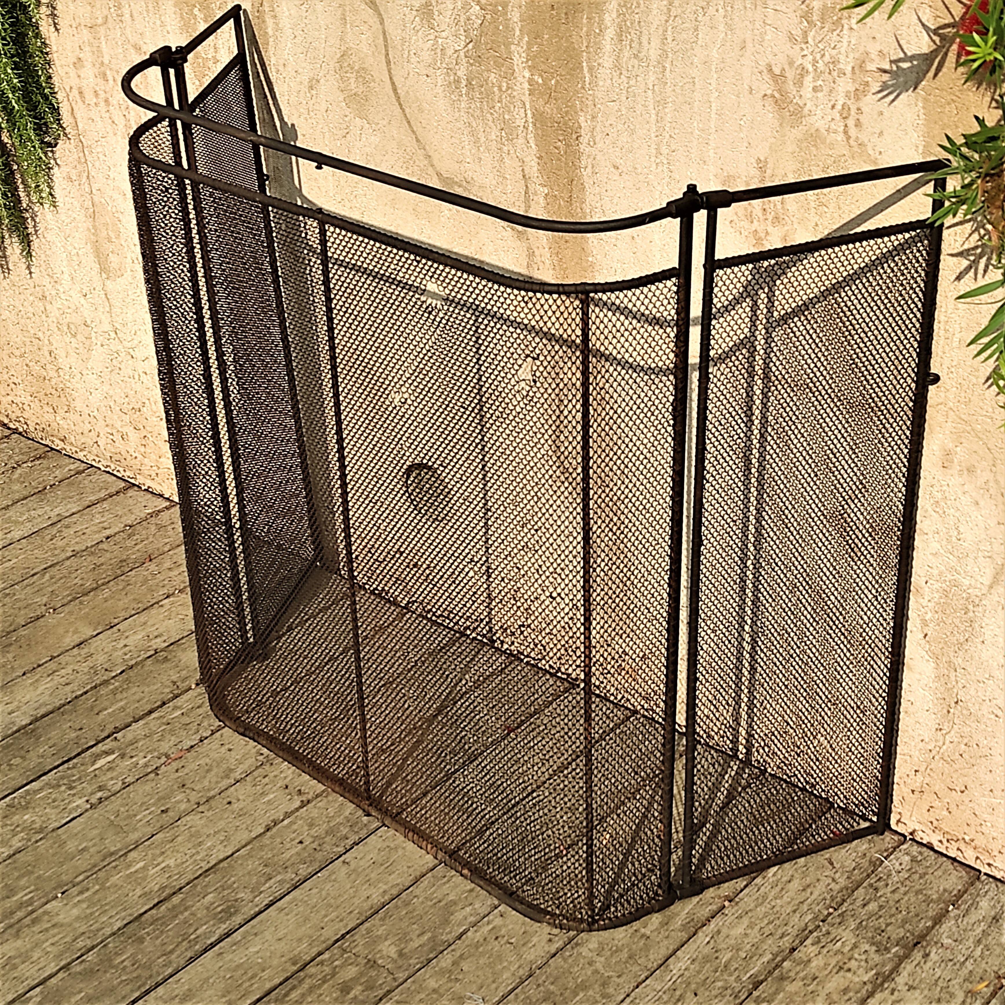 Large old fireplace 3 panels in iron forged height 77 cm