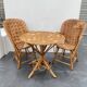Set consisting of a table and three chairs made of chestnut slats from the 1950s/60s.