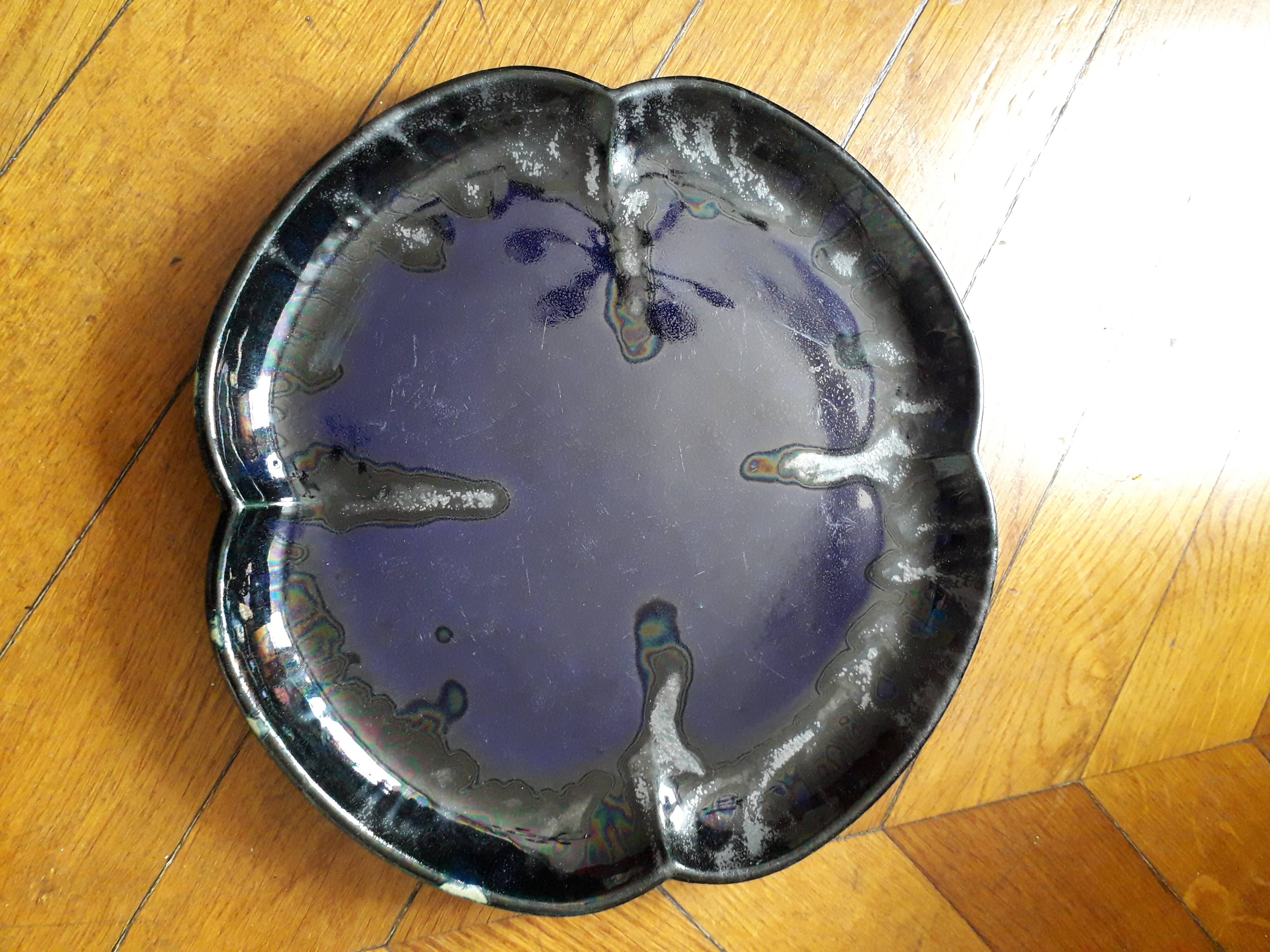 Vintage 1950s ceramic plate from Isle-Adam signed Méran Frères