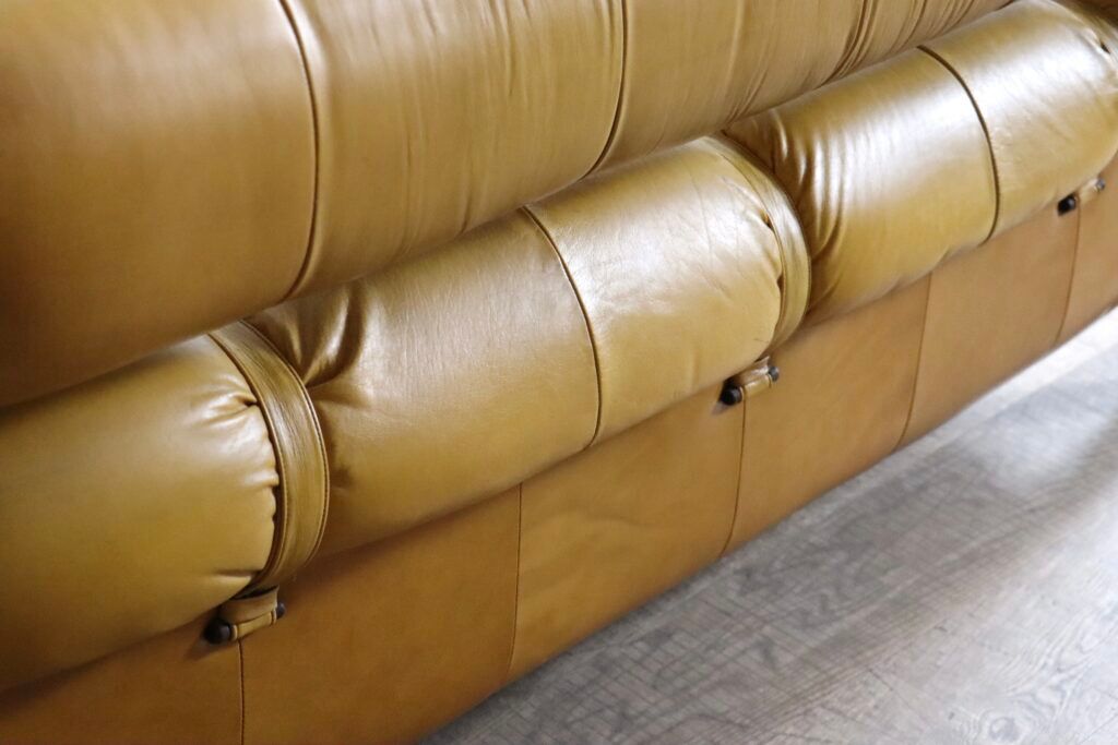 Percival Lafer MP-81 three seater sofa in yellow leather, Brazil 1970s