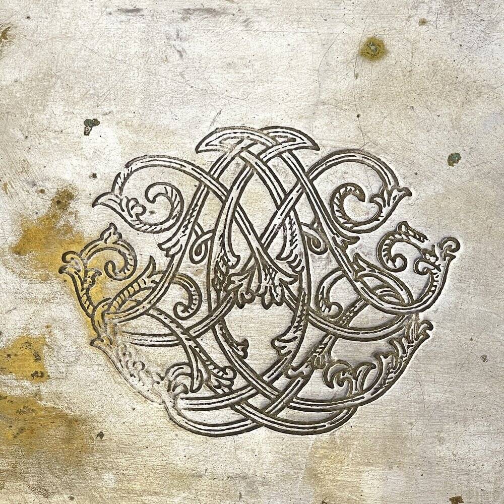 Antique silver plateau by Queen Victoria Sheffield, 1890s.