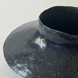 Large handmade spinning top vase in glazed ceramic and signed circa 1950