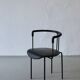 4 postmodern black leather armchairs from Cidue, Italy, 1990s