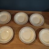 6 blue hollow plates porcelain Gien iron earth