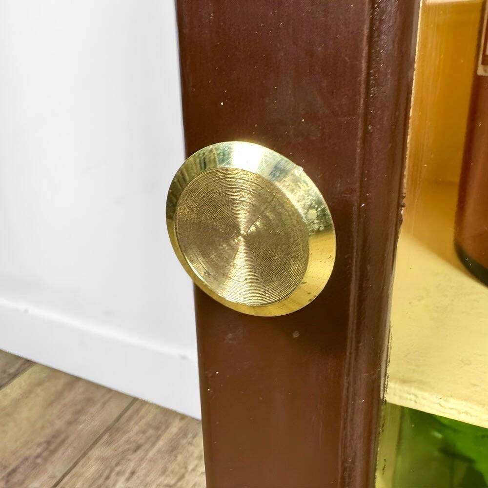 Antique wooden and glass wall cabinet