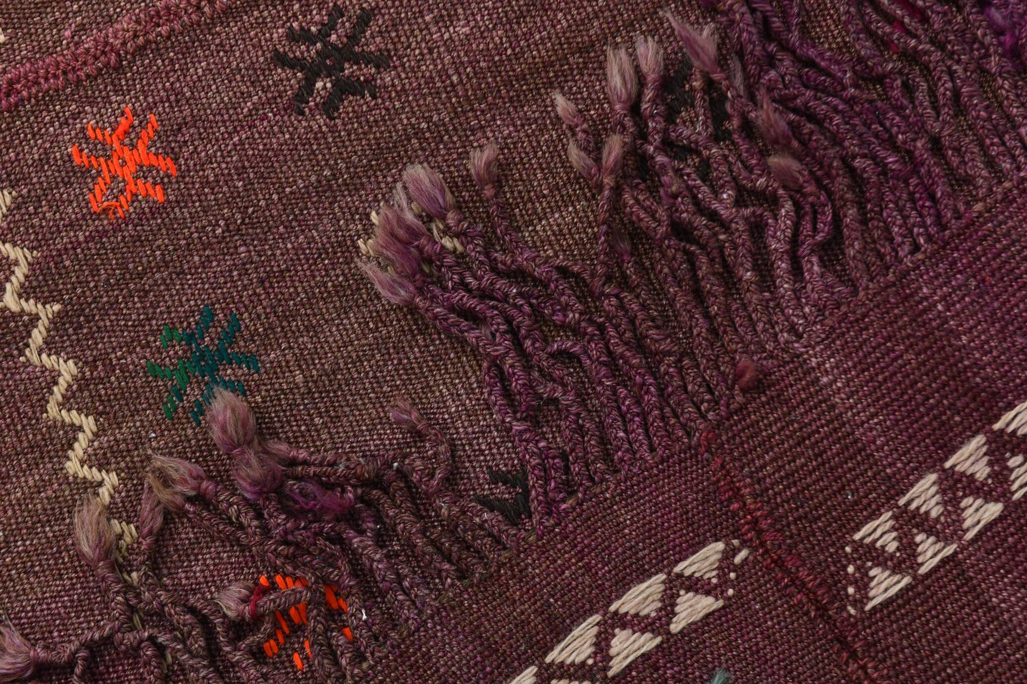 Burgundy Art Deco Vintage Kilim Rug, 118x124Cm