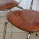6 brown skai and chrome steel chairs
