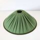 Recycled vintage lamp — spindle wooden base, pleated green linen shade