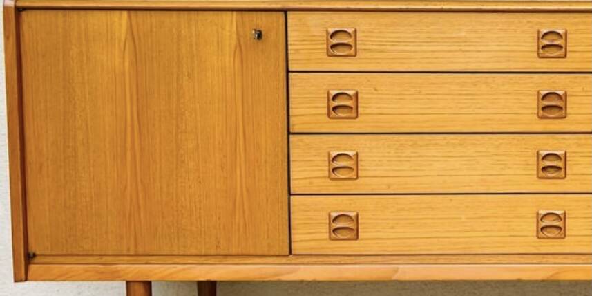 Vintage Scandinavian sideboard in blond teak