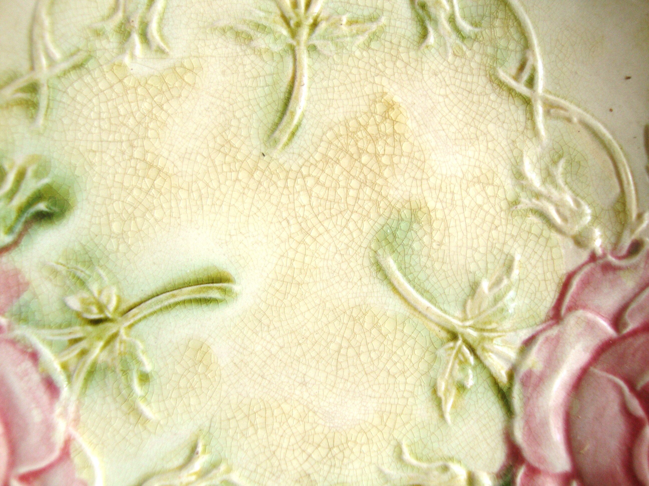6 plates in slip decoration of roses earthenware of Onnaing