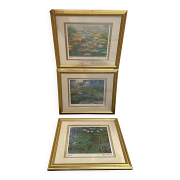 Set of 3 framed reproductions – Claude Monet, Water Lilies