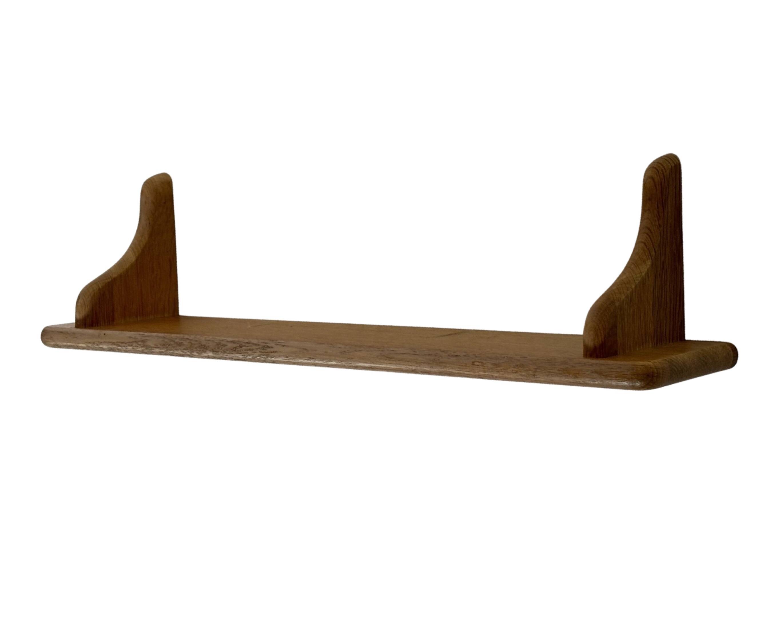 Vintage oak wall shelf book shelf 1970s wood minimalist design