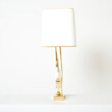Paire de lampes en laiton cristal de roche signées Willy Daro