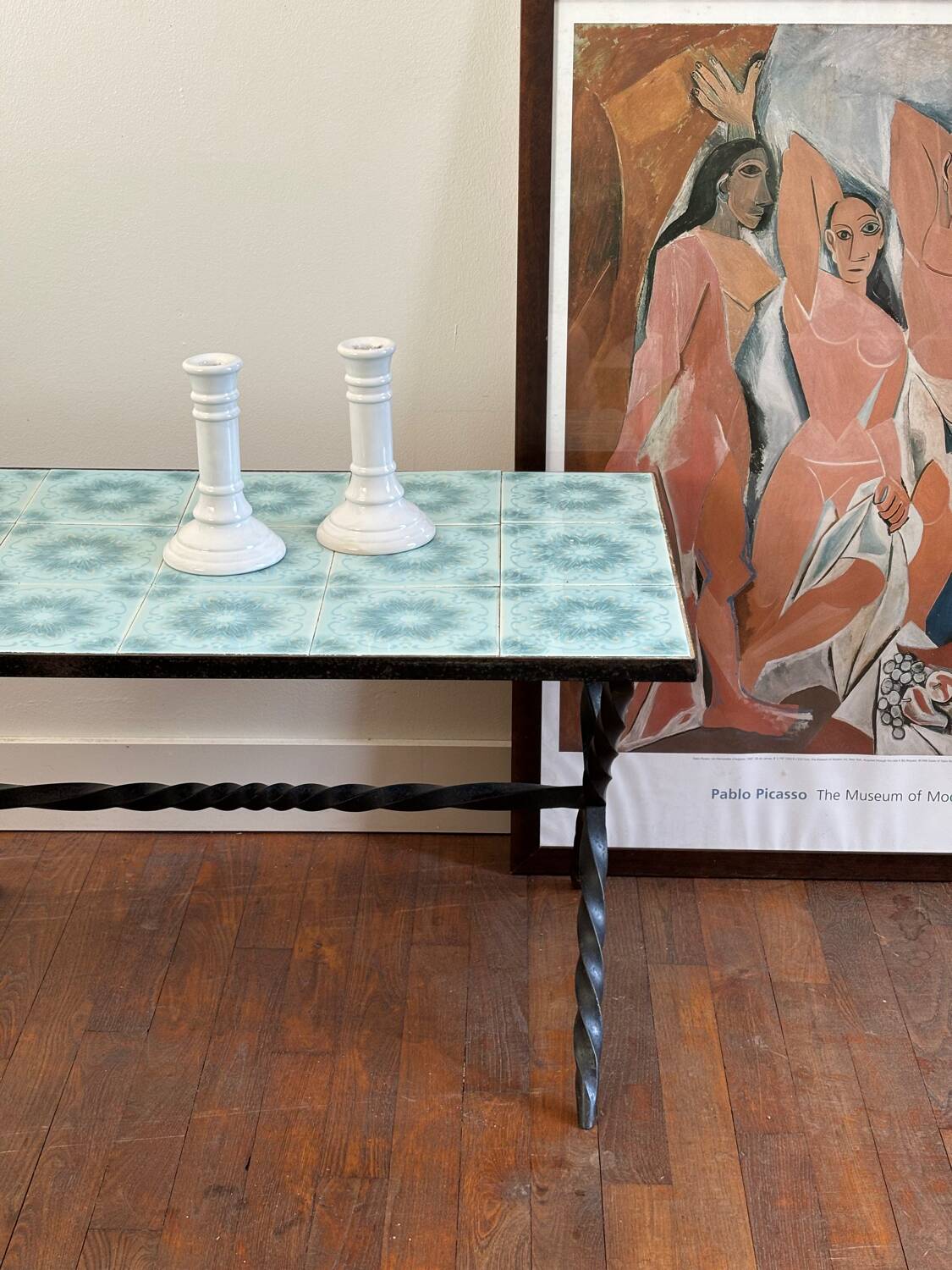 Table basse fer forgé et céramique