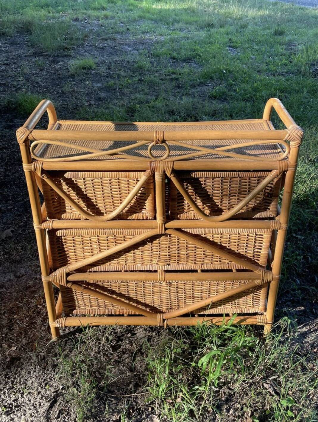 Vintage rattan chest of drawers