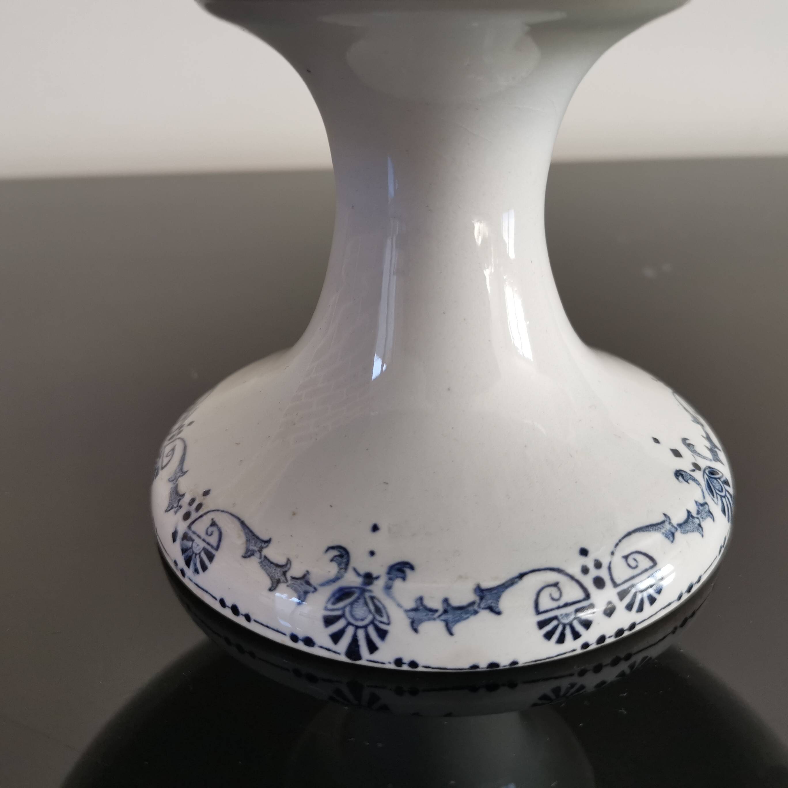 Old compote bowl Terre de Fer Opaque Porcelain from Gien "Etruscan" model