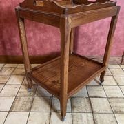 Desserte en bois sur roulettes avec plateau amovible, années 60