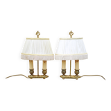 Pair of Bouillotte lamps Lucien Gau Paris, bronze lamp, bedside lamp