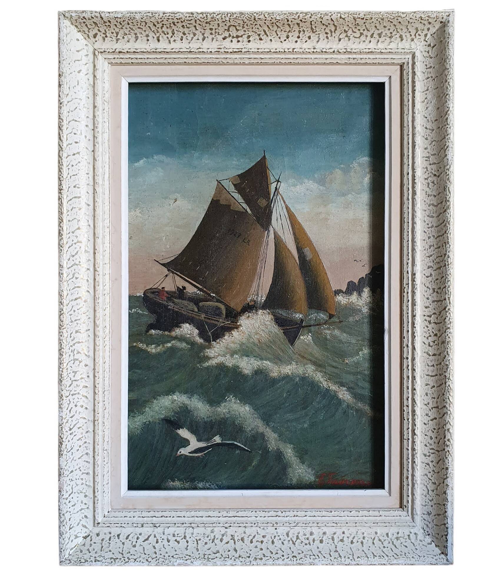 Oil on marine wood signed E.Favreau