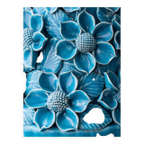 Turquoise glazed ceramic floral table lamp from Manises mid-century, with a new silk shade.