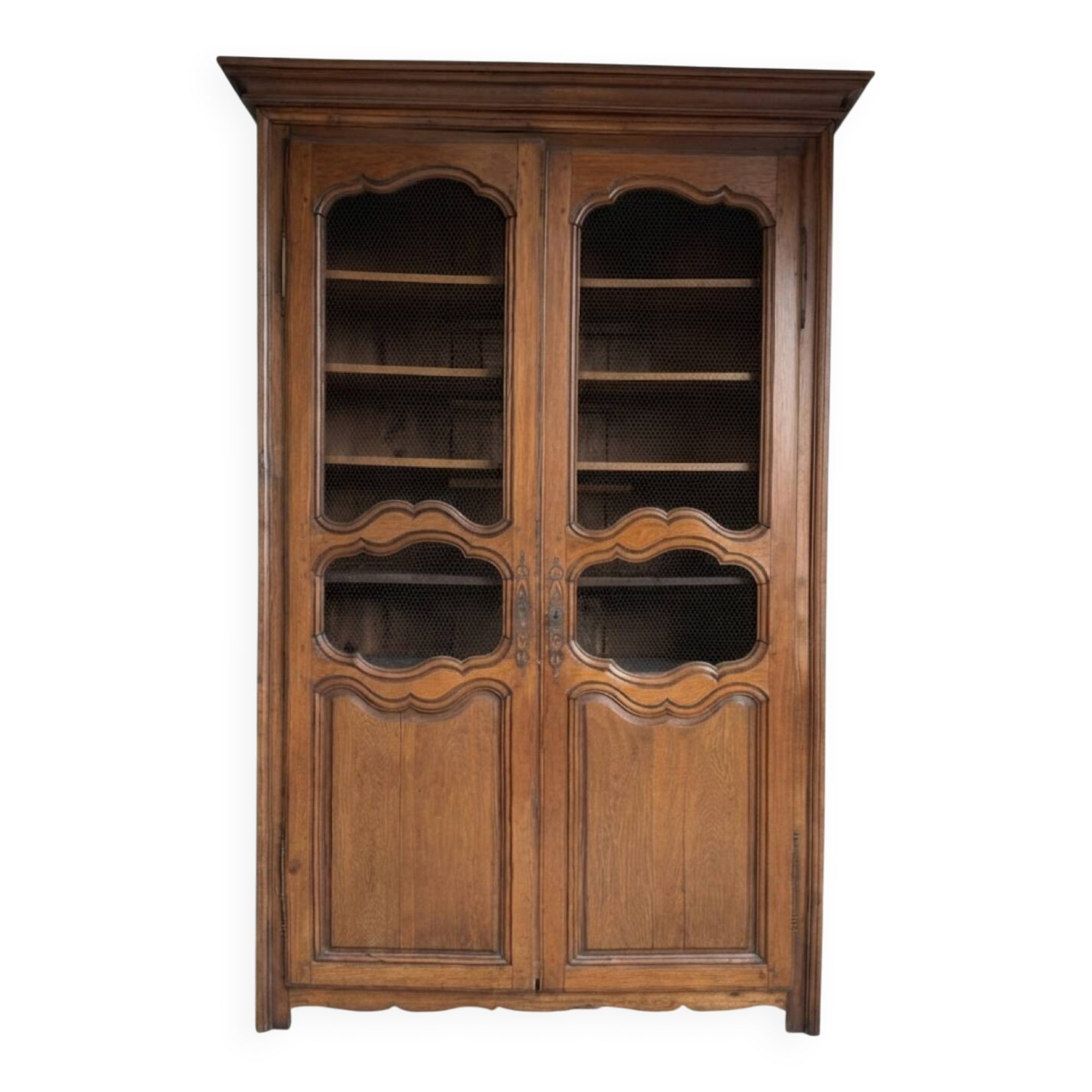 Louis XV style wooden mesh library cupboard in solid wood