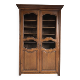 Armoire-bibliothèque grillagée de style Louis XV en bois massif