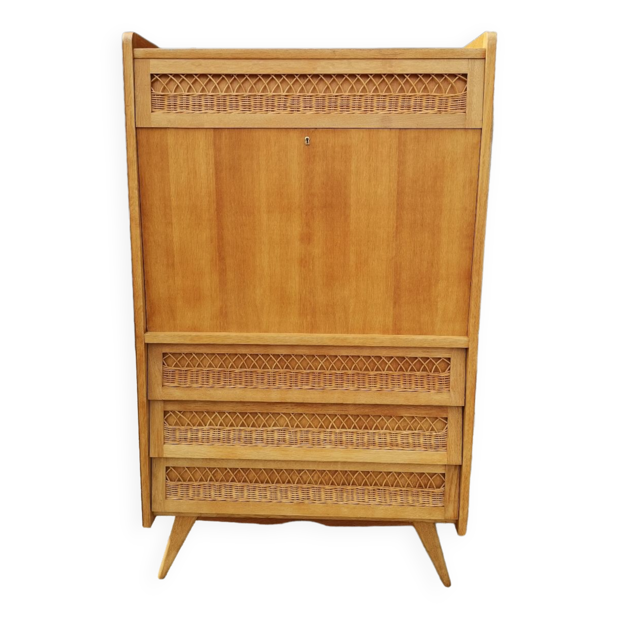 Secretary oak and rattan