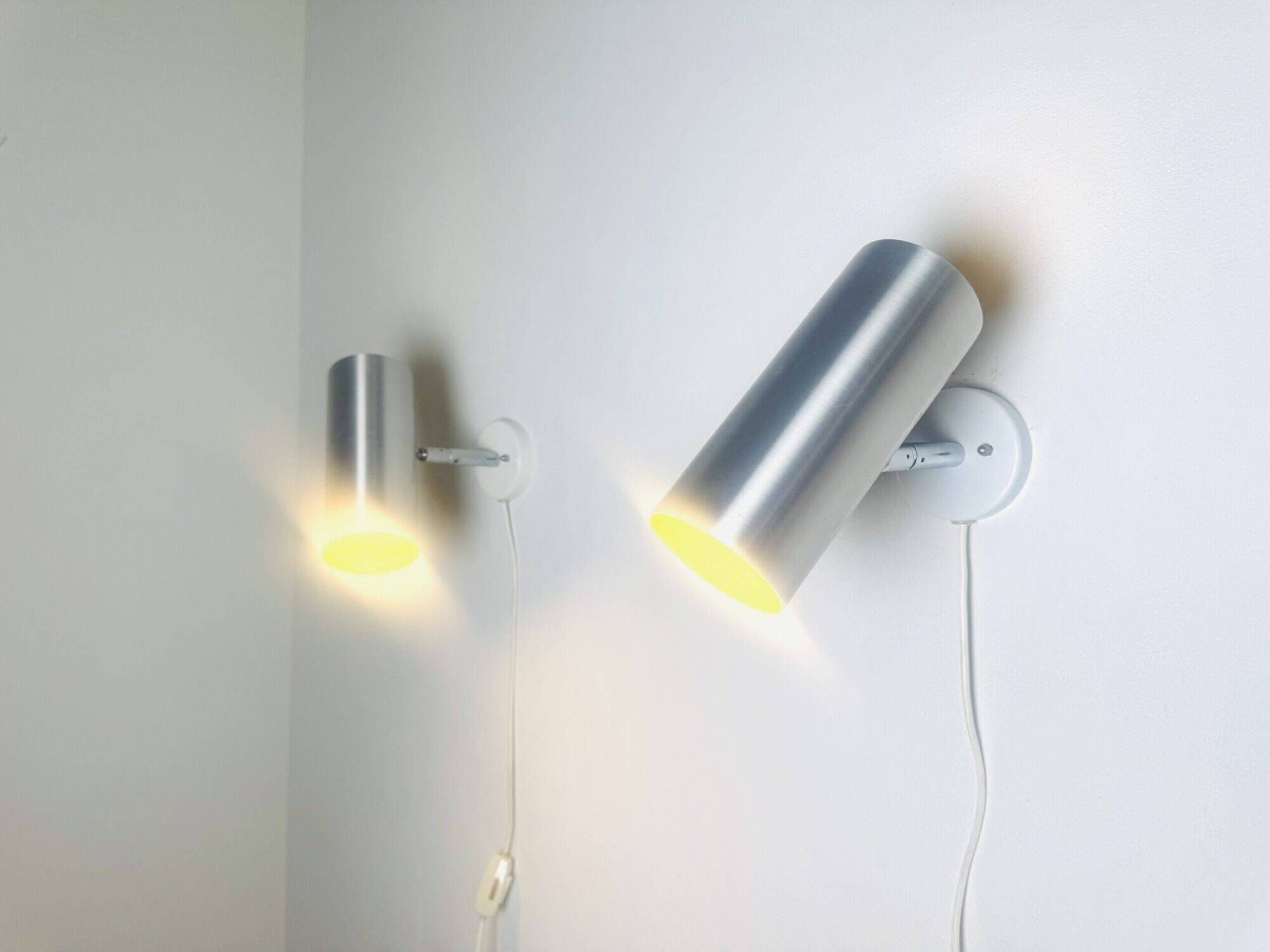 Cylindrical C-1582 Metallic Wall Lamps By Raak Amsterdam, The Netherlands 1960S