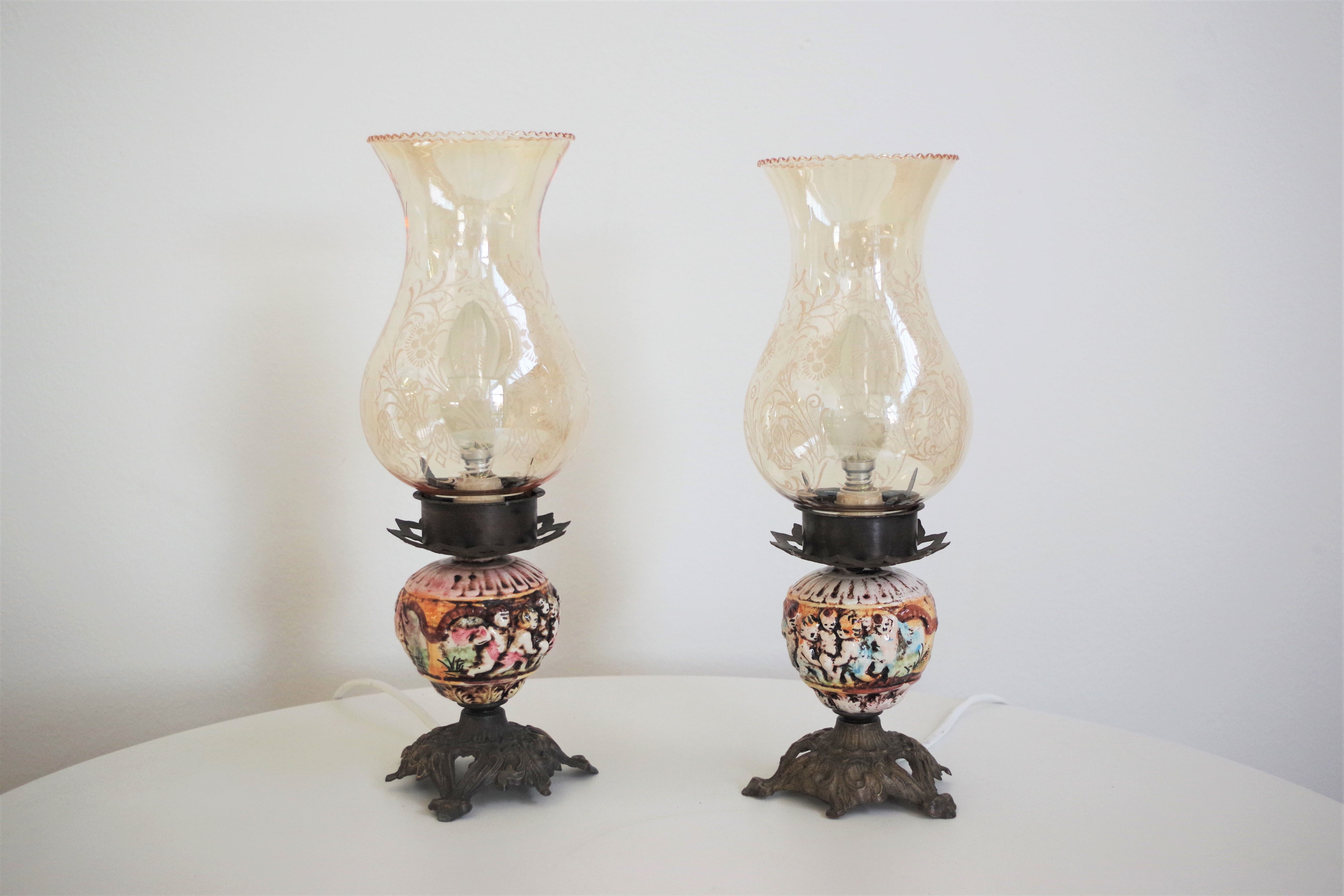 Capodimonte table lamps, 1950s, set of 2