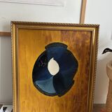 Abstract painting with vintage gilded frame
