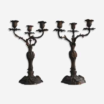 Pair of silver metal chandelier