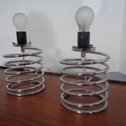 Opaline Glass and Chrome Table Lamps from Honsel, 1970s, Set of 2