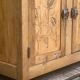 Parisian art deco sideboard in solid raw wood with pyrographed decorations, 1929