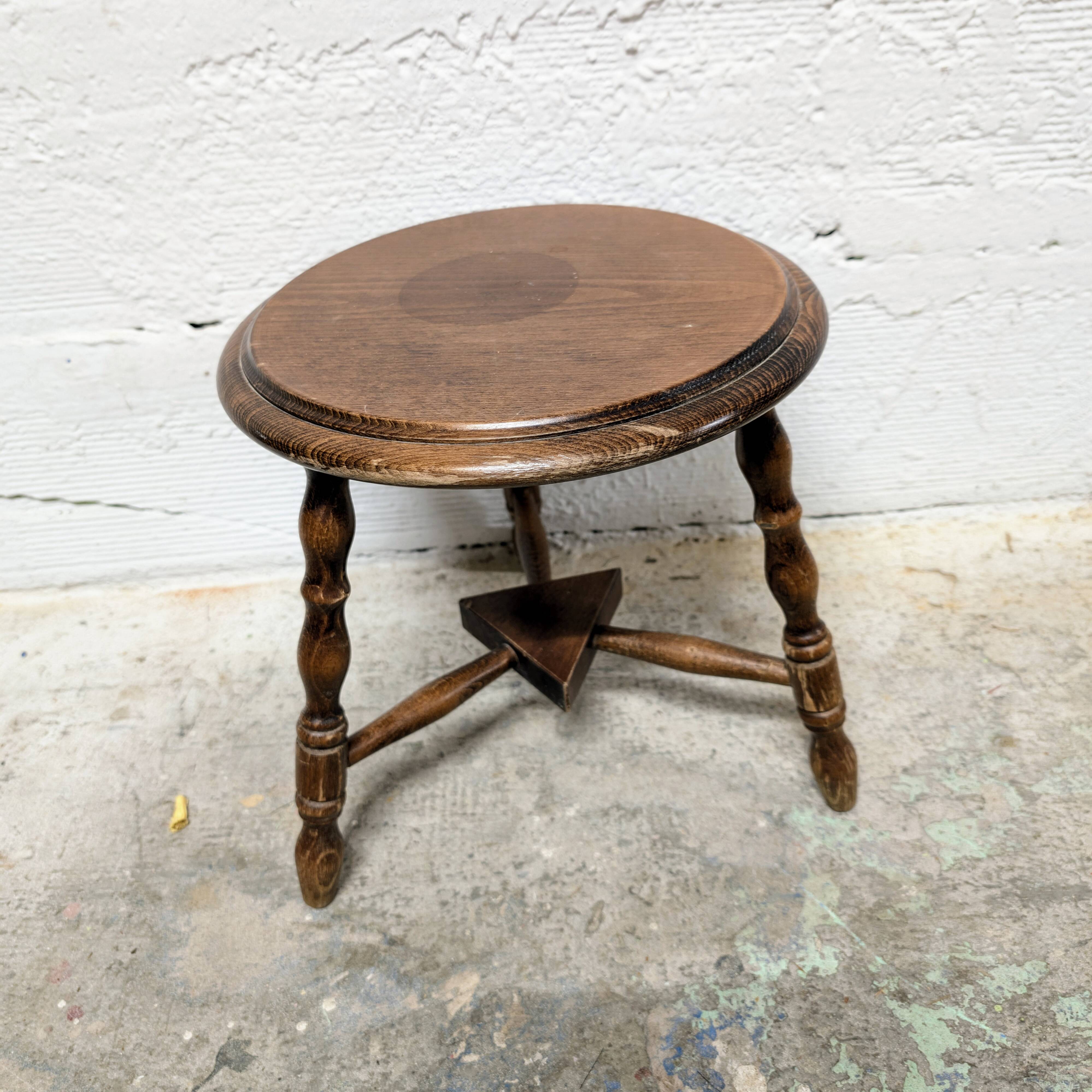Small turned wooden tripod stool