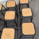 Set of 12 black industrial stools