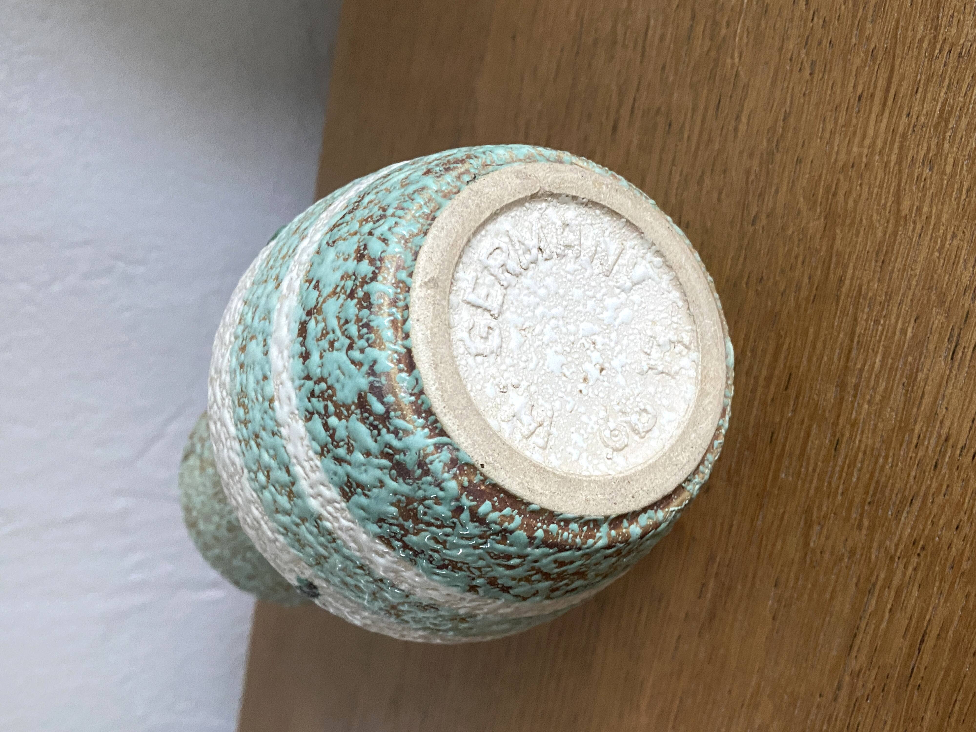 Vintage W Germany white lava celadon green vase 1970 - perfect condition