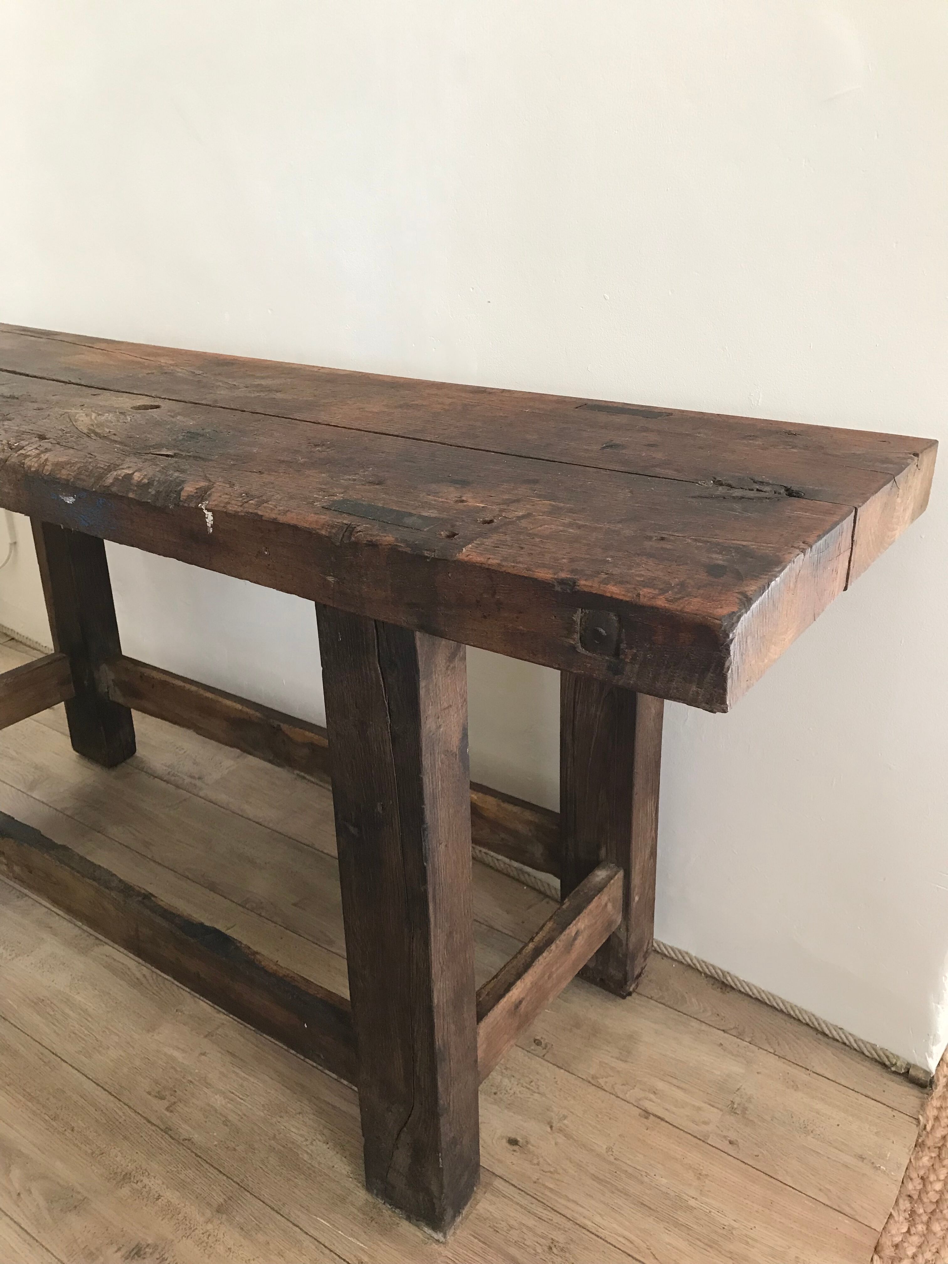 Old solid oak workbench