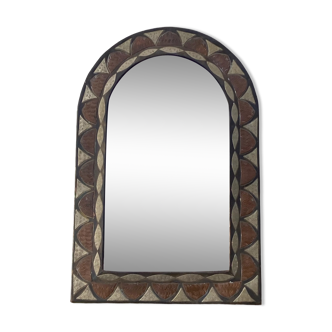 Moroccan copper and brass mirror from the 1990s / artisanal Morocco