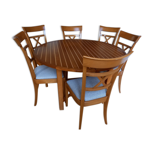 Set Of One Round Dining Table 120 Cm And 6 Chairs Selency Set Of One Round Dining Table 120 Cm, How Many Chairs At 120 Table