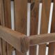 Log basket solid wood slatted vintage folk art